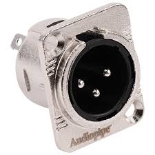  CONECTOR XLR 3 PINES MACHO DE CHASIS AUDIOPIPE   